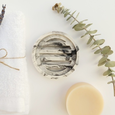 Saboneteira de jesmonite - redonda Saboneteira de jesmonite - redonda