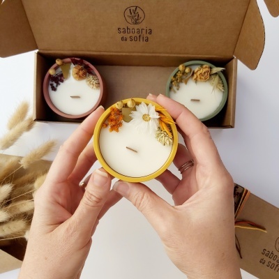 Set de velas decoradas - Pera e Frésia