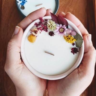 Vela de soja decorativa - Flores