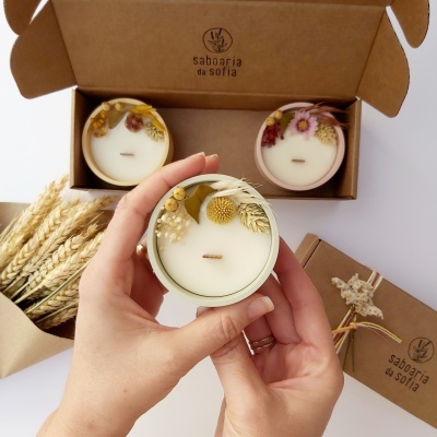 Set de velas decoradas - Magnólia