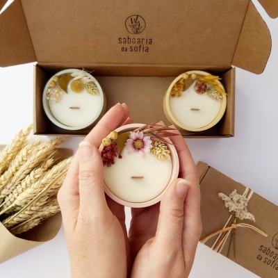 Set de velas decoradas - Magnólia