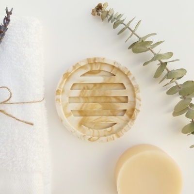 Saboneteira de jesmonite - redonda Saboneteira de jesmonite - redonda