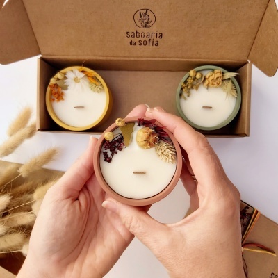 Set de velas decoradas - Pera e Frésia