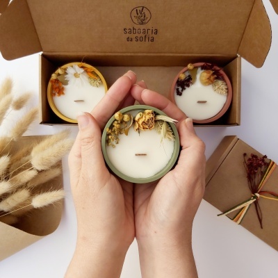 Set de velas decoradas - Pera e Frésia