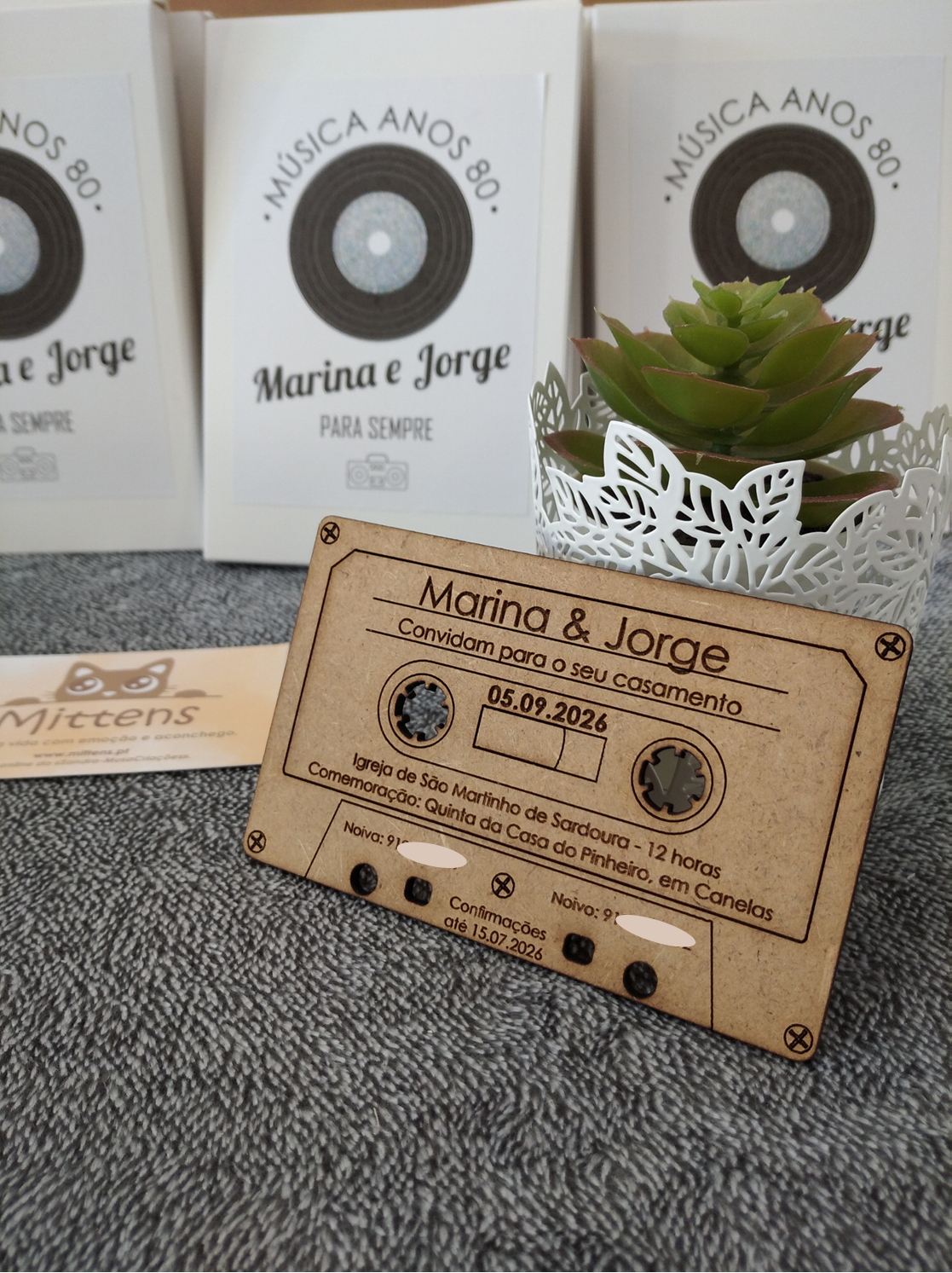 Convite de casamento: cassete em mdf