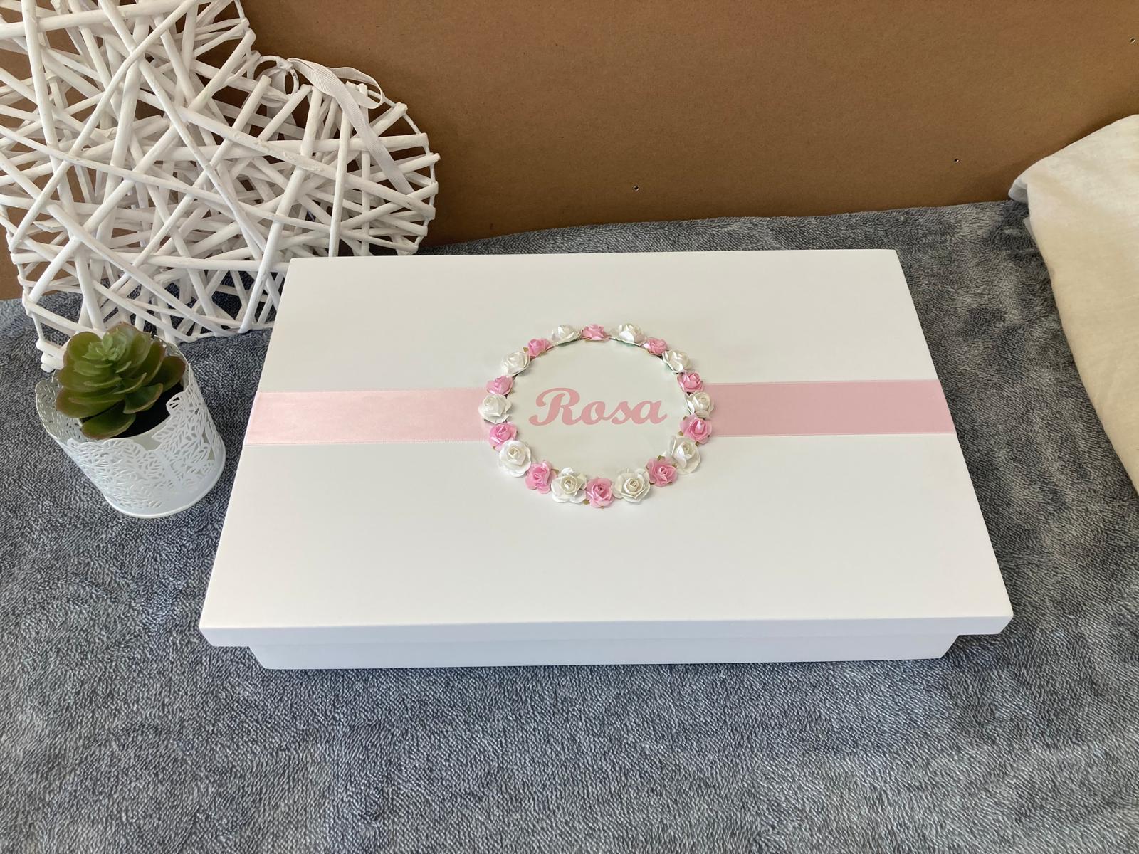 Caixa de batismo "Rosa-Flor"
