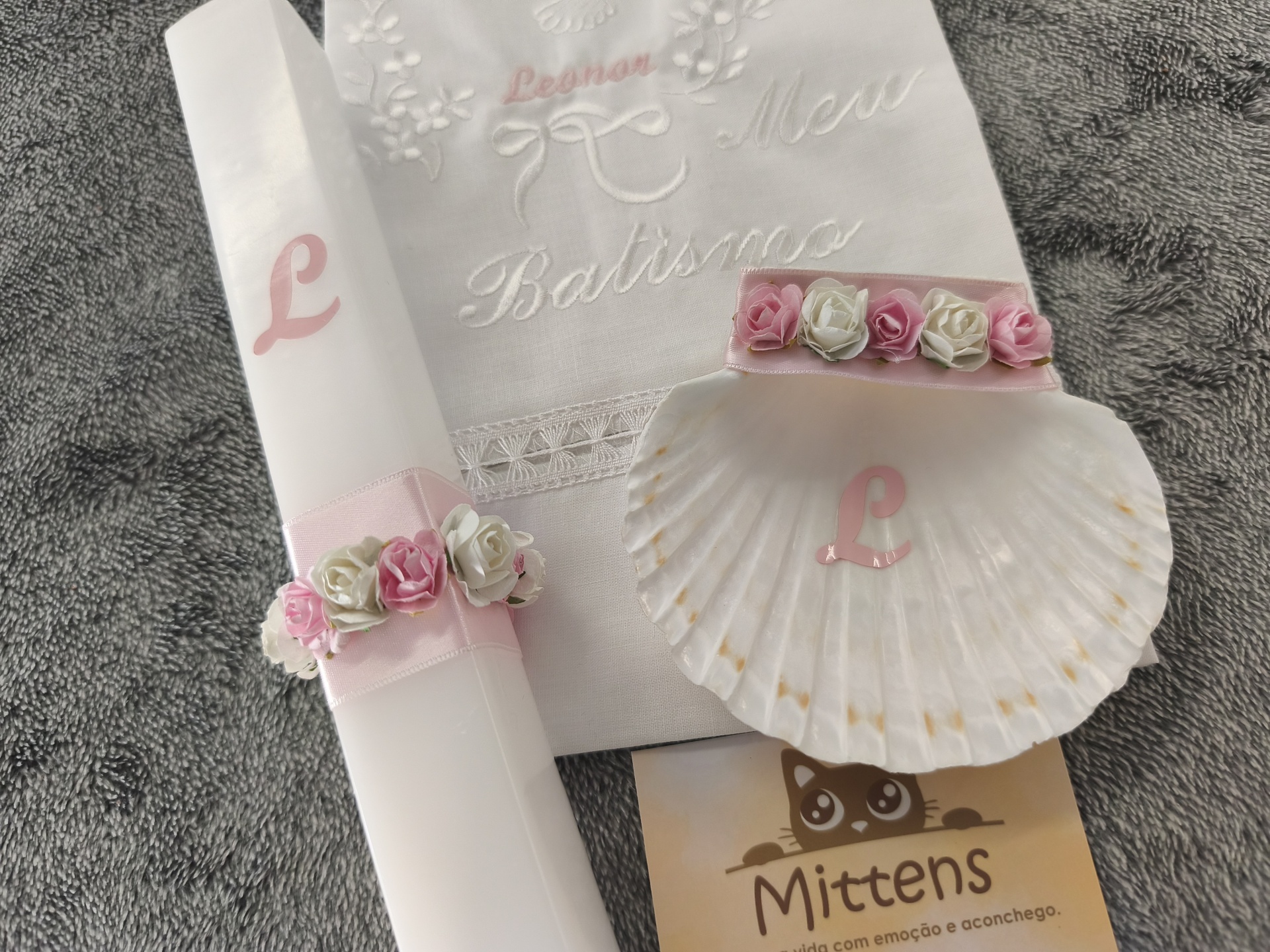 Conjunto de batismo "coroa de flores"