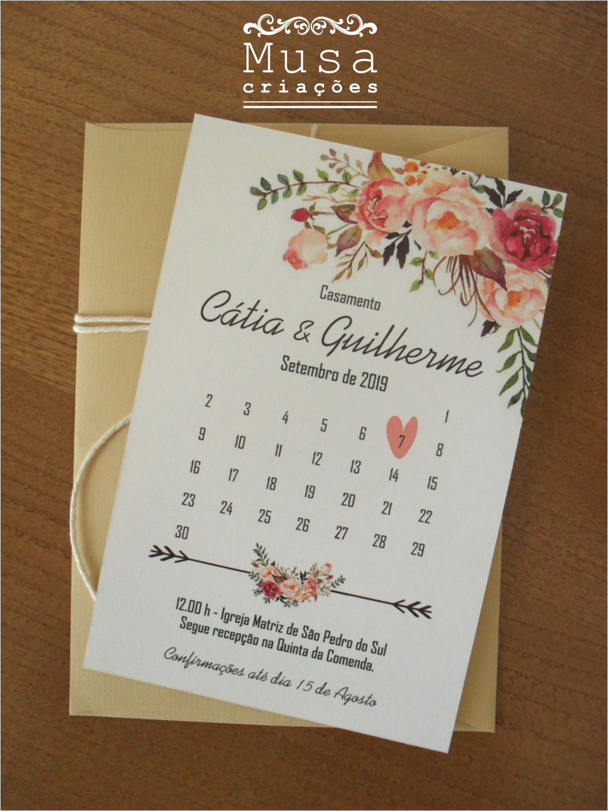 Convite de casamento: calendário