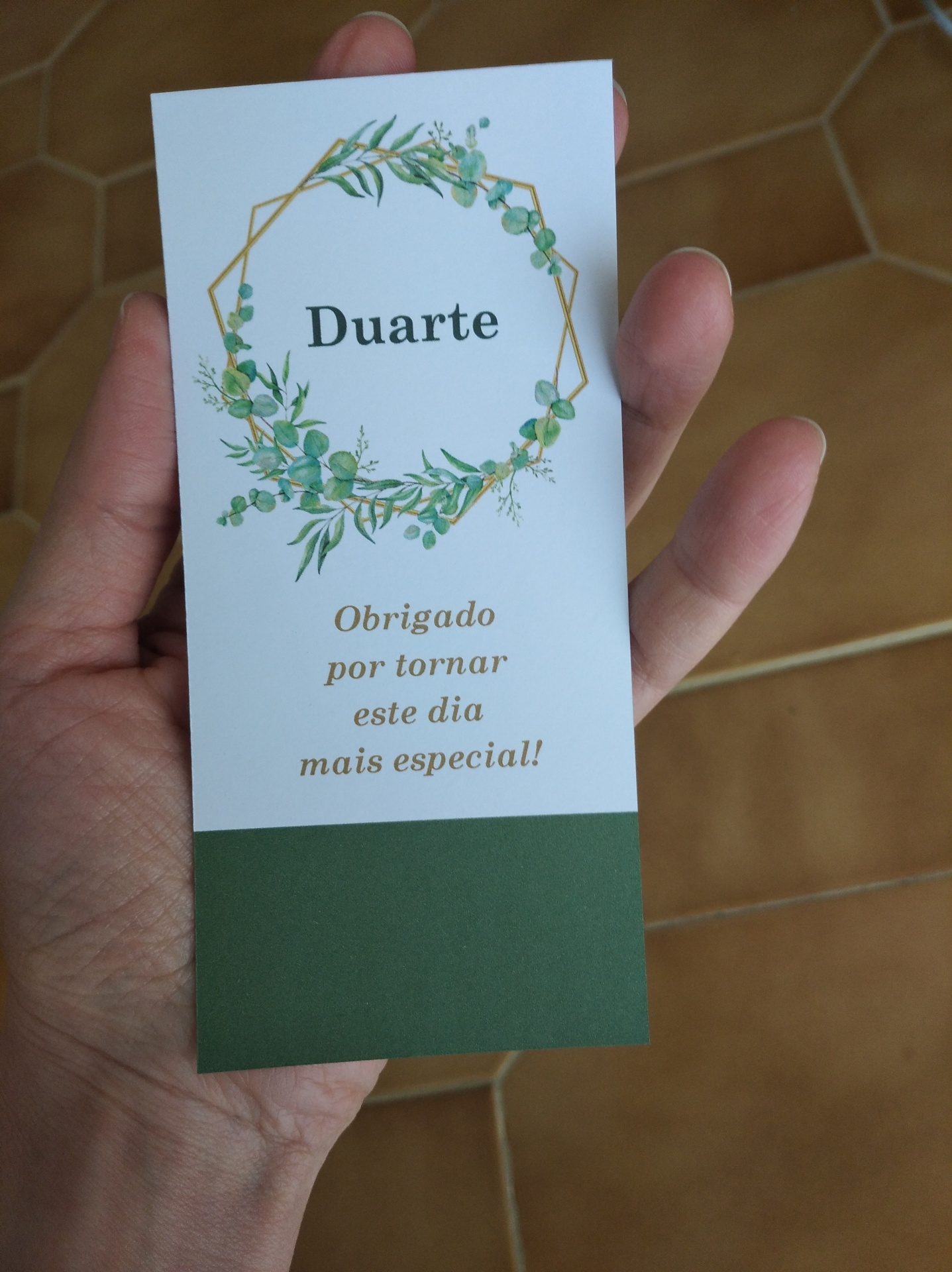 Ementa/Marcador de lugar: 6,5cm*14cm