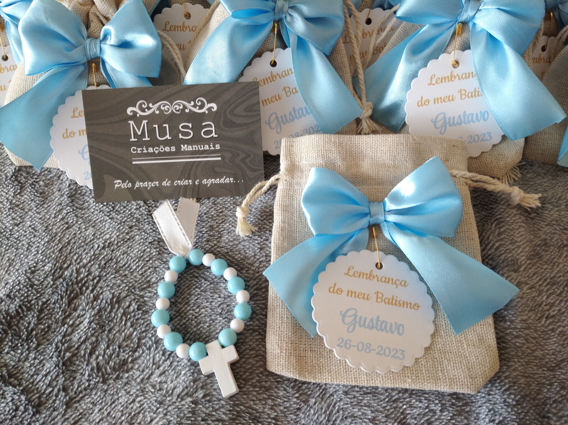 Dezena de acrílico em saco de algodão