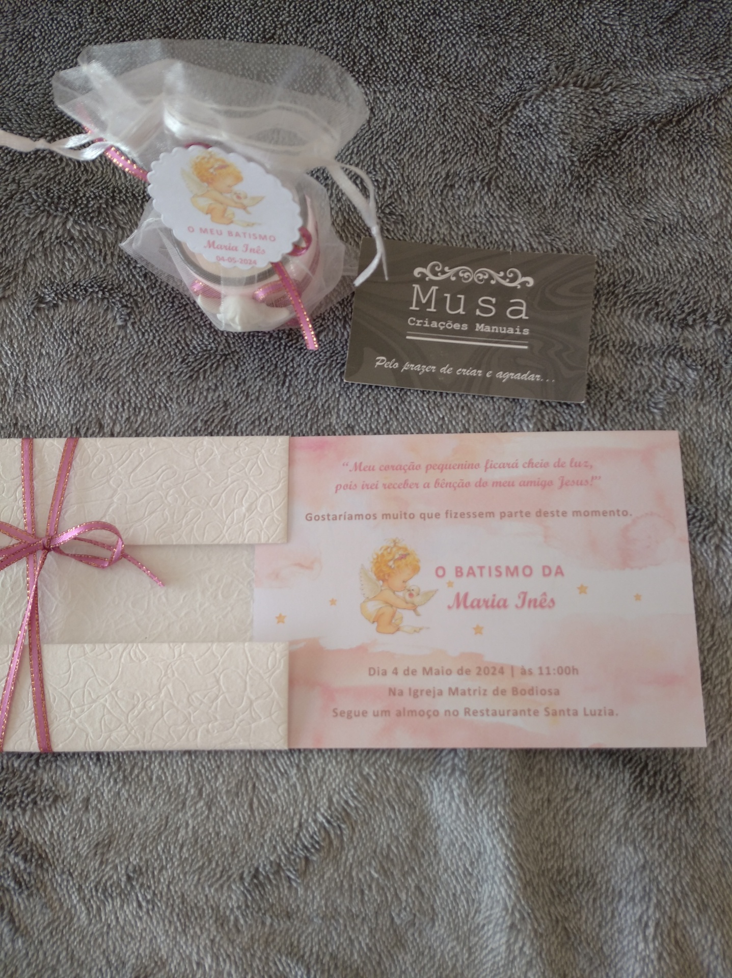 Convite de batismo anjinha