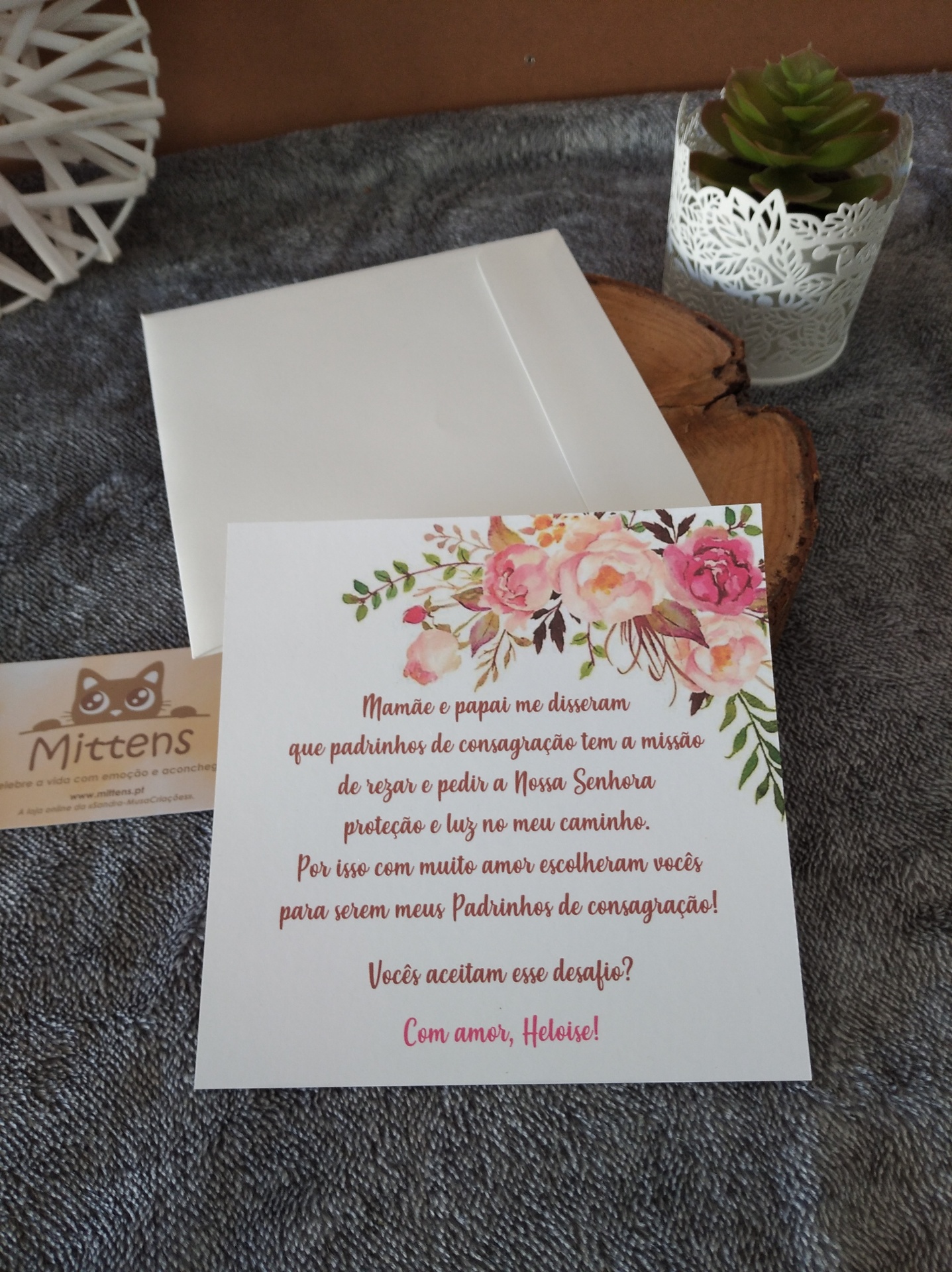 Convite quadrado floral