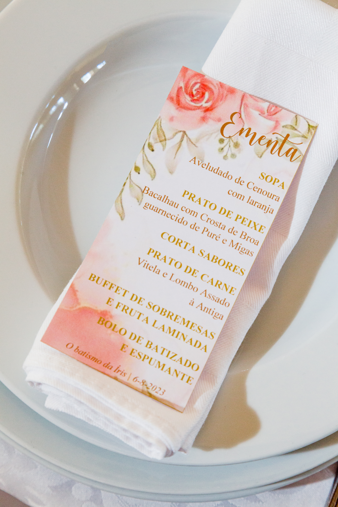 Ementa/Marcador de lugar: 6,5cm*14cm