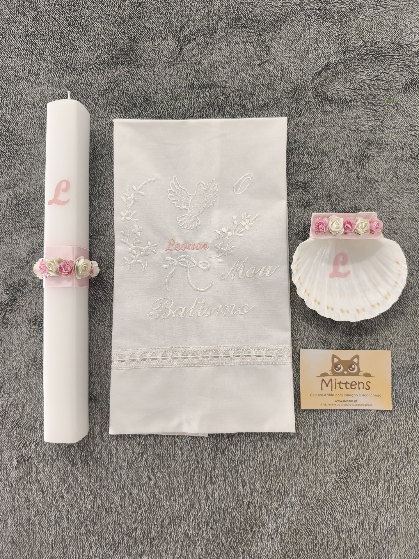 Conjunto de batismo "coroa de flores"