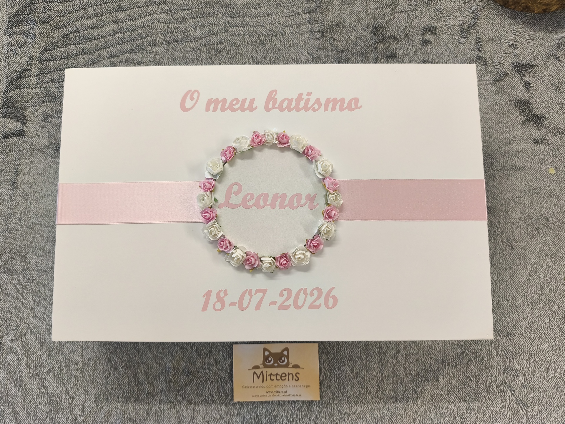 Caixa de batismo "Rosa-Flor"