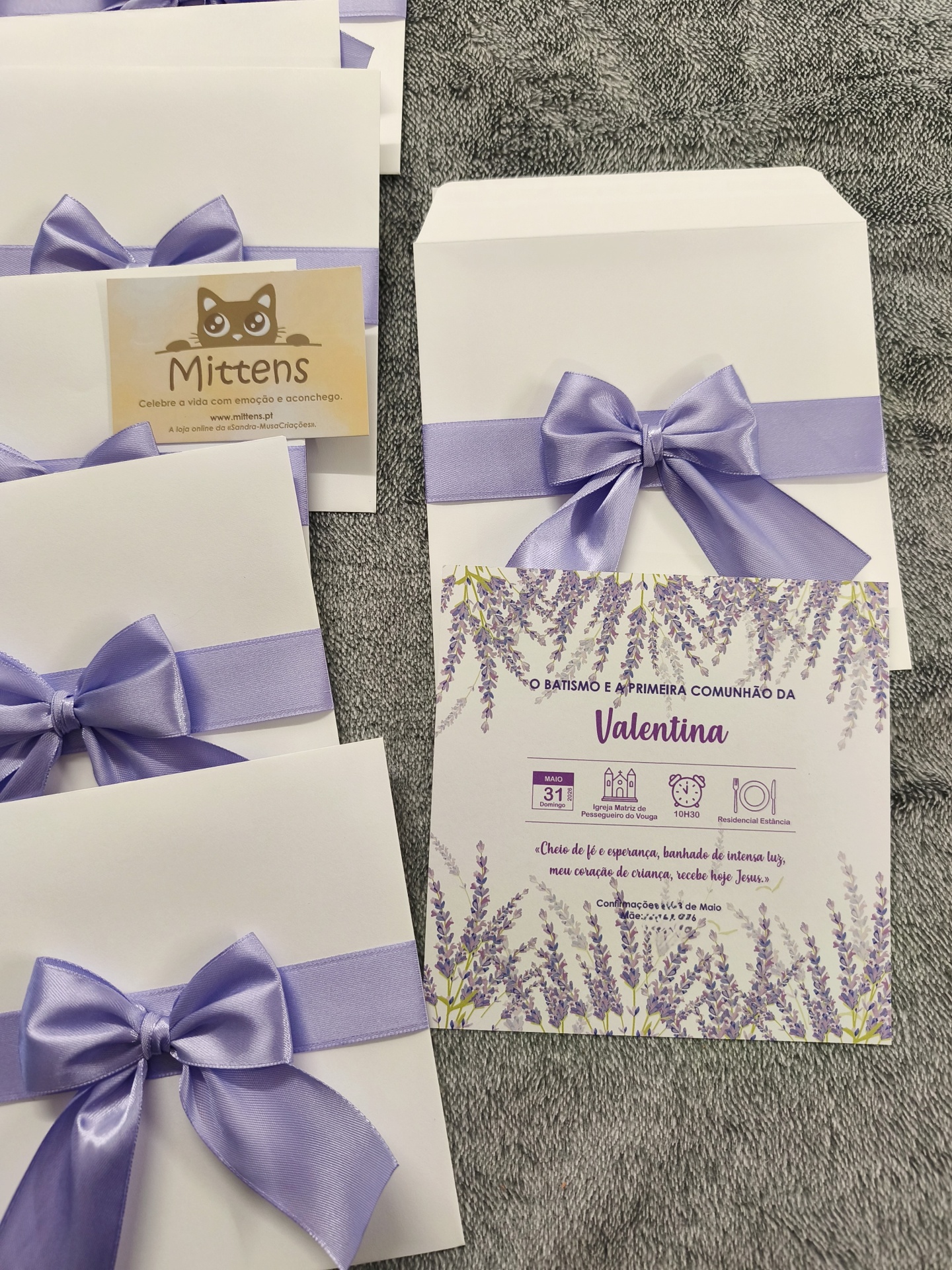 Convite de batismo/1ª comunhão: Violeta