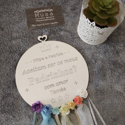 Convite para padrinhos: quadro tipo caça-sonhos