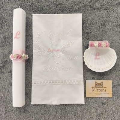 Conjunto de batismo "coroa de flores"