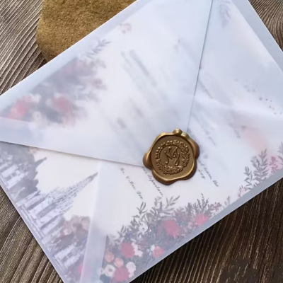 Convite com envelope de papel vegetal