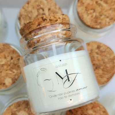 Vela em Frasco com etiqueta