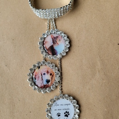Conjunto de 3 medalhas com argola de brilhantes