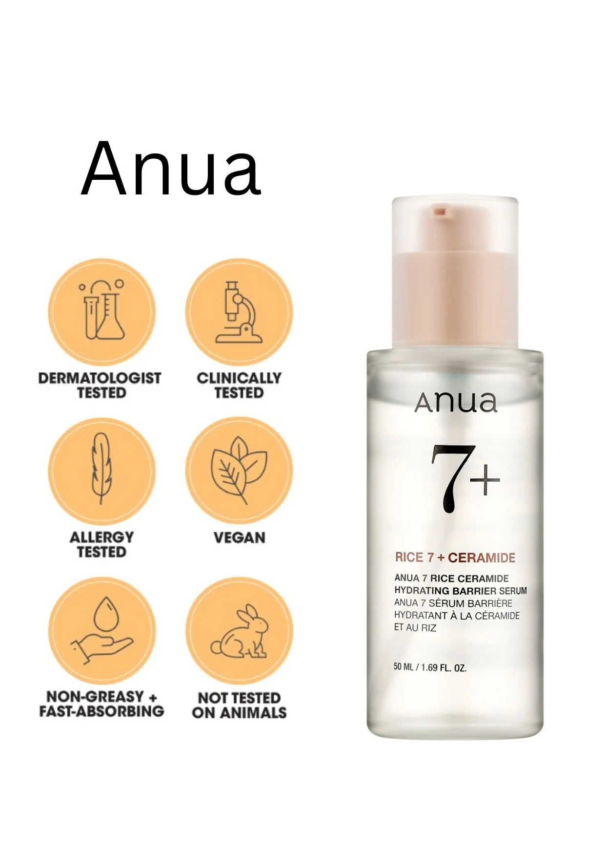Anua Rice 7 Ceramide Hydrating Barrier Serum 50 ml