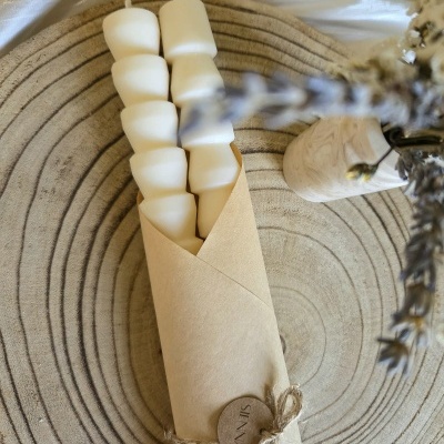 Conjunto de Velas de Castiçal | Branco Natural