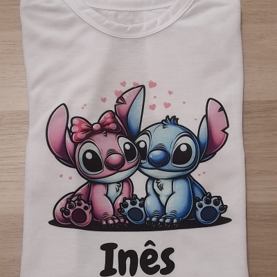 T-shirt " Stitch & Angel " com nome