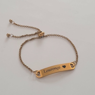 Pulseira ajustável ( medalha retangular )