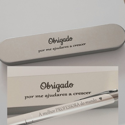 Caixa e caneta "Obrigado..."
