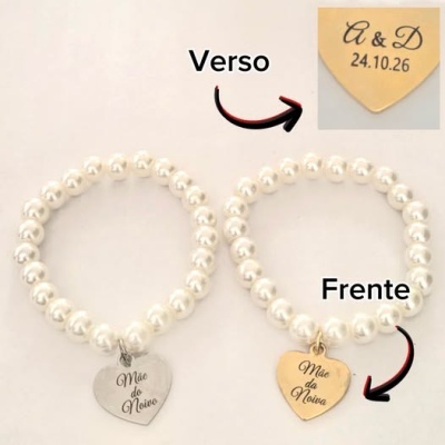 Pulseira de pérolas com coração