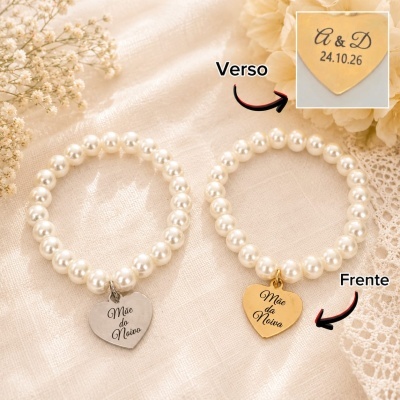 Pulseira de pérolas com coração