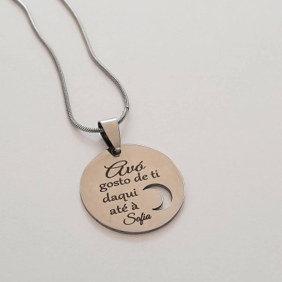 Colar "Avó, gosto de ti daqui até à lua"