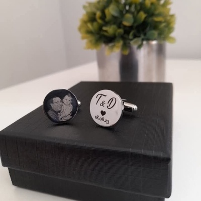 Botões de punho com foto gravação