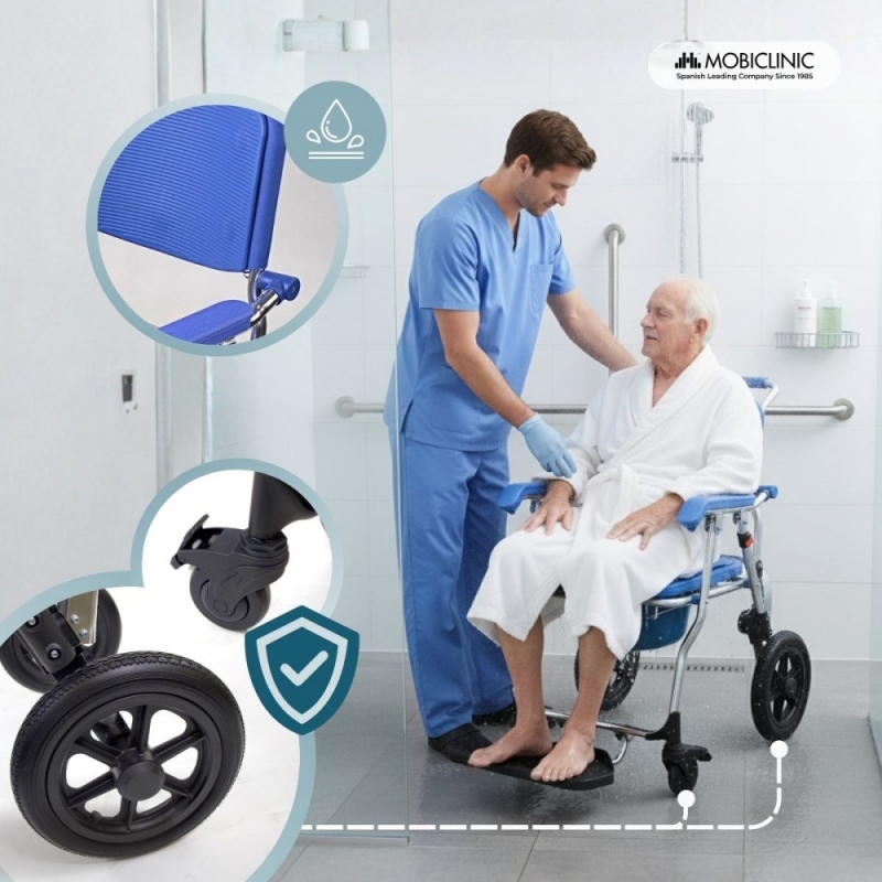Cadeira de rodas dobrável com vaso sanitário multifunções Cadeira de rodas dobrável com vaso sanitário multifunções