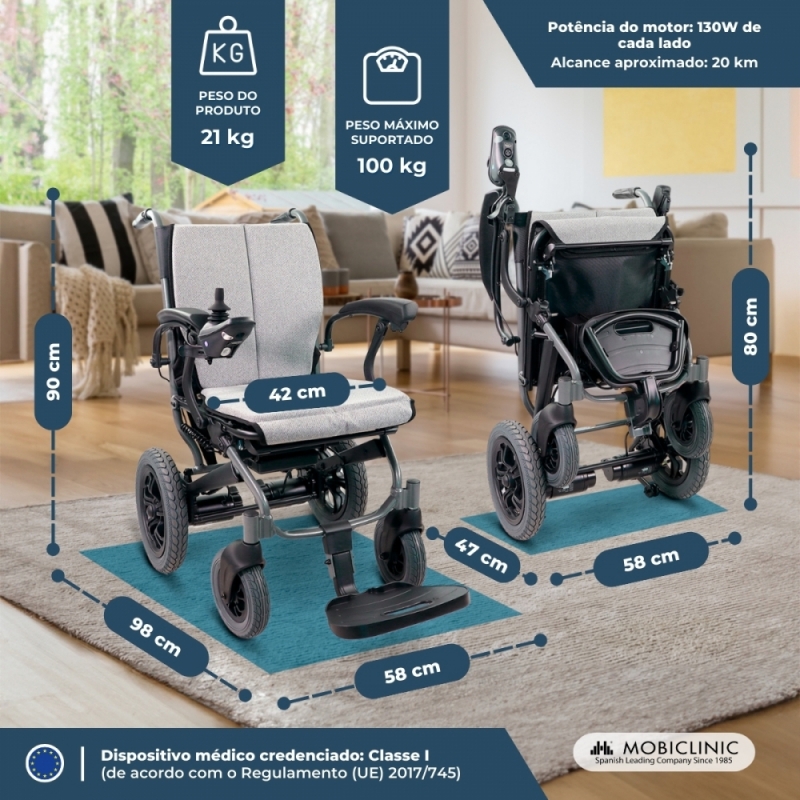 Cadeira de rodas elétrica dobrável apenas 21 Kg Cadeira de rodas elétrica dobrável apenas 21 Kg