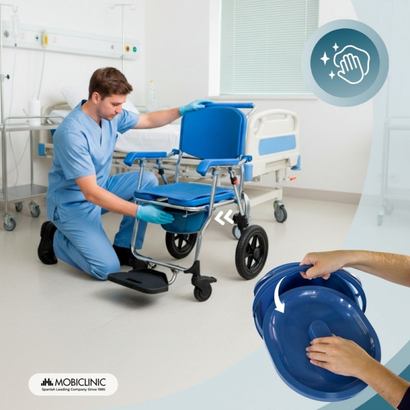 Cadeira de rodas dobrável com vaso sanitário multifunções Cadeira de rodas dobrável com vaso sanitário multifunções