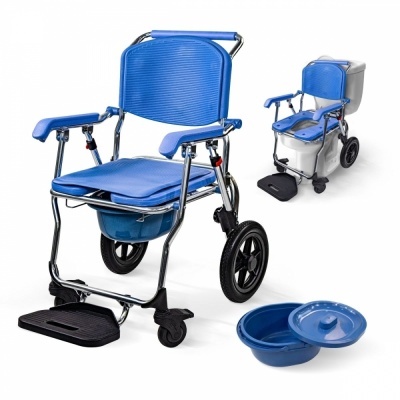 Cadeira de rodas  dobrável com vaso sanitário multifunções
