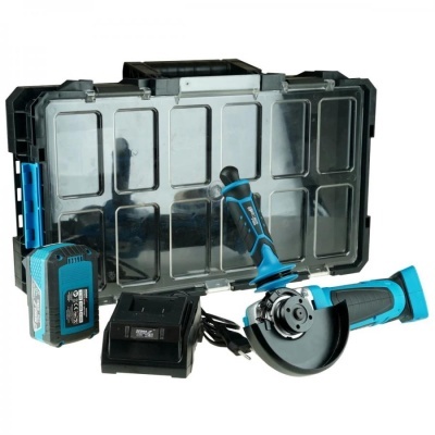 Conjunto de ferramentas DEDRA SAS+ALL, rebarbadora DED7050, bateria 4Ah DED7034, carregador DED7038, caixa com esponjas N0303G02