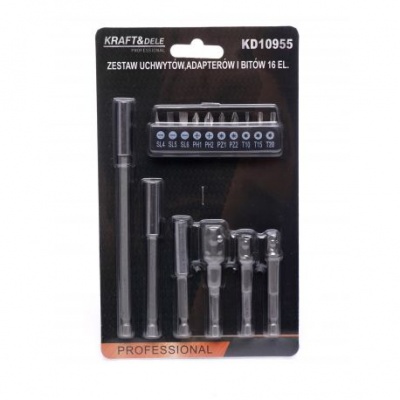 Conjunto de suportes, adaptadores e bits 16el. KD10955