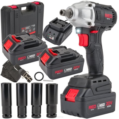 Chave BATERIA para Rodas 20V 4Ah 380Nm RED TECHNIC RTAKU0026