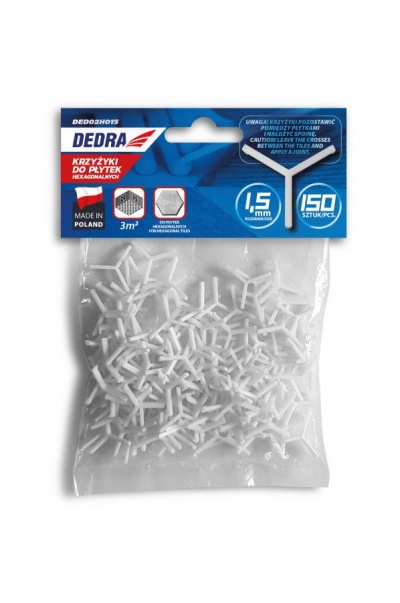 Cruzes para ladrilhos hexagonais 1,5 mm 150 pcs DED02H015
