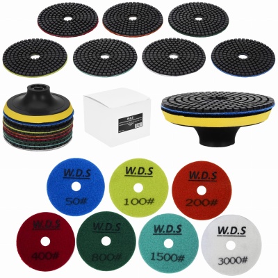 Conjunto de discos diamantados de 50 a 3000 grãos, adaptador M12, disco, luvas WDS2212