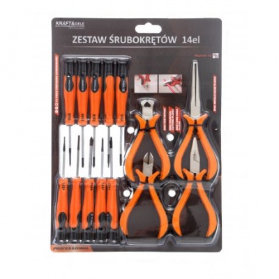 Conjunto de chaves de fenda e alicates 14 unid. . KD10894