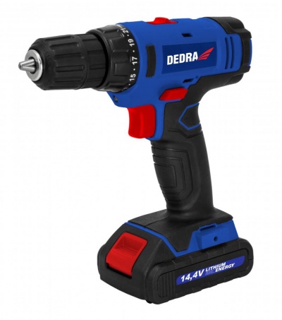 Aparafusadora 14,4 V, 2x1,5Ah , mandril de 0,8-10 mm, 2 velocidades, 26 Nm, 21+1  torque, LED, DED7878B