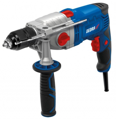 Berbequim de percussão 1100 W, duas marchas, 0-1200, 0-3200 rpm, mandril autotravante de 13 mm, corpo de alumínio, DED7962
