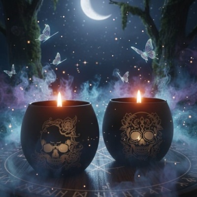 Suporte Velas com Caveiras
