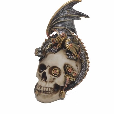 Caveira e dragão, estilo Steampunk