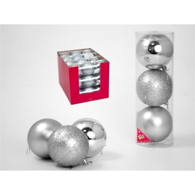 Conjunto de 3 Bolas de Natal prateadas