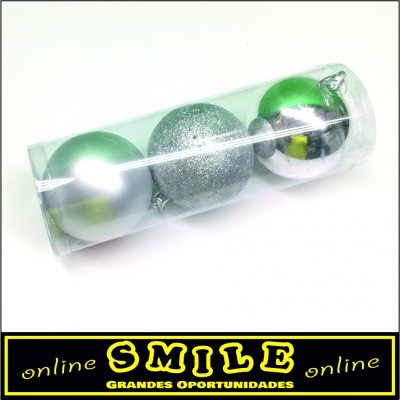 Conjunto de 3 Bolas de Natal prateadas